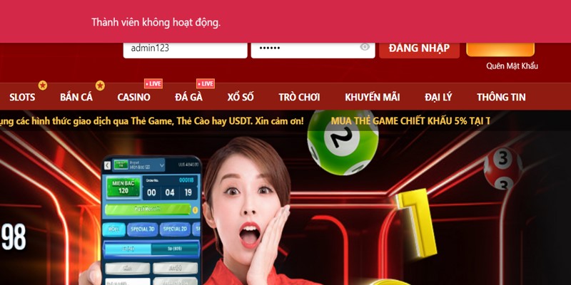 Lỗi thành viên không hoạt động tại VN88